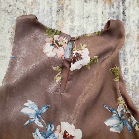 Final Touch Women's Grey-Purple Mauve Floral Sleeveless short dress in sz Large - Picture 6 of 9